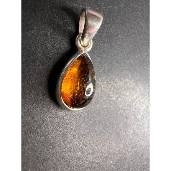 NEW Dravite orange tourmaline sterling silver teardrop pendant 1.49 grams - Picture 15 of 16
